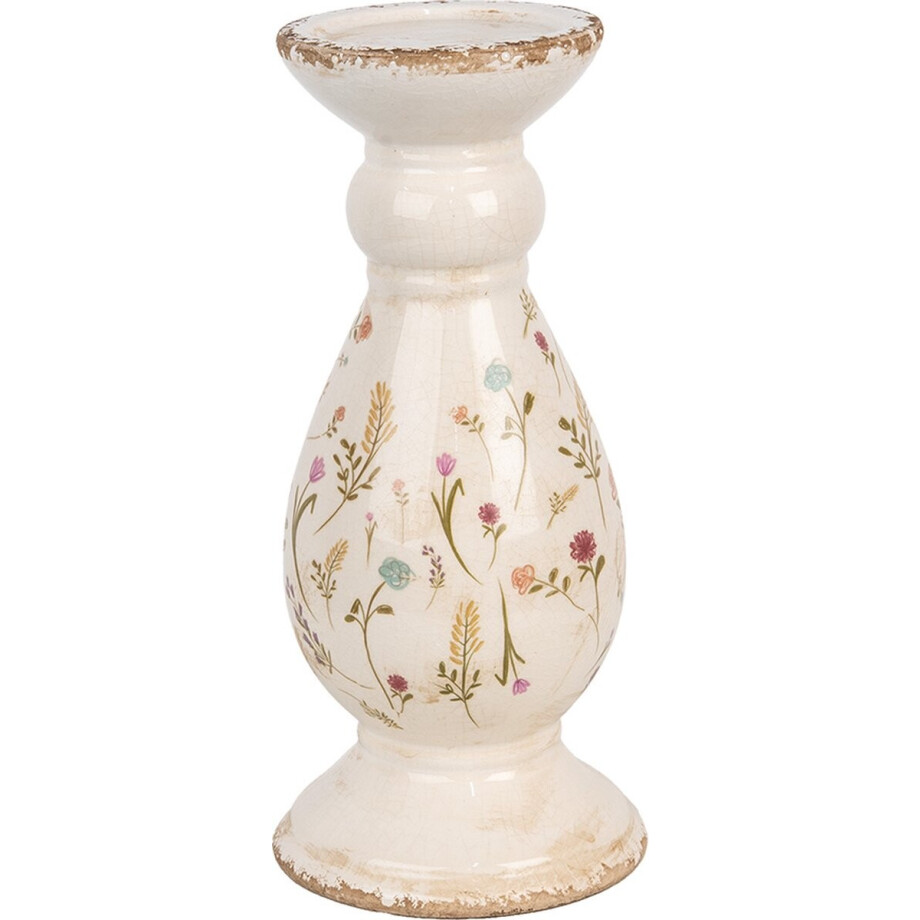 Clayre & Eef Kandelaar Ø 14x32 cm Beige Roze Keramiek Bloemen Clayre & Eef Kandelaar Ø 14x32 cm Beige Roze Keramiek Bloemen afbeelding 1