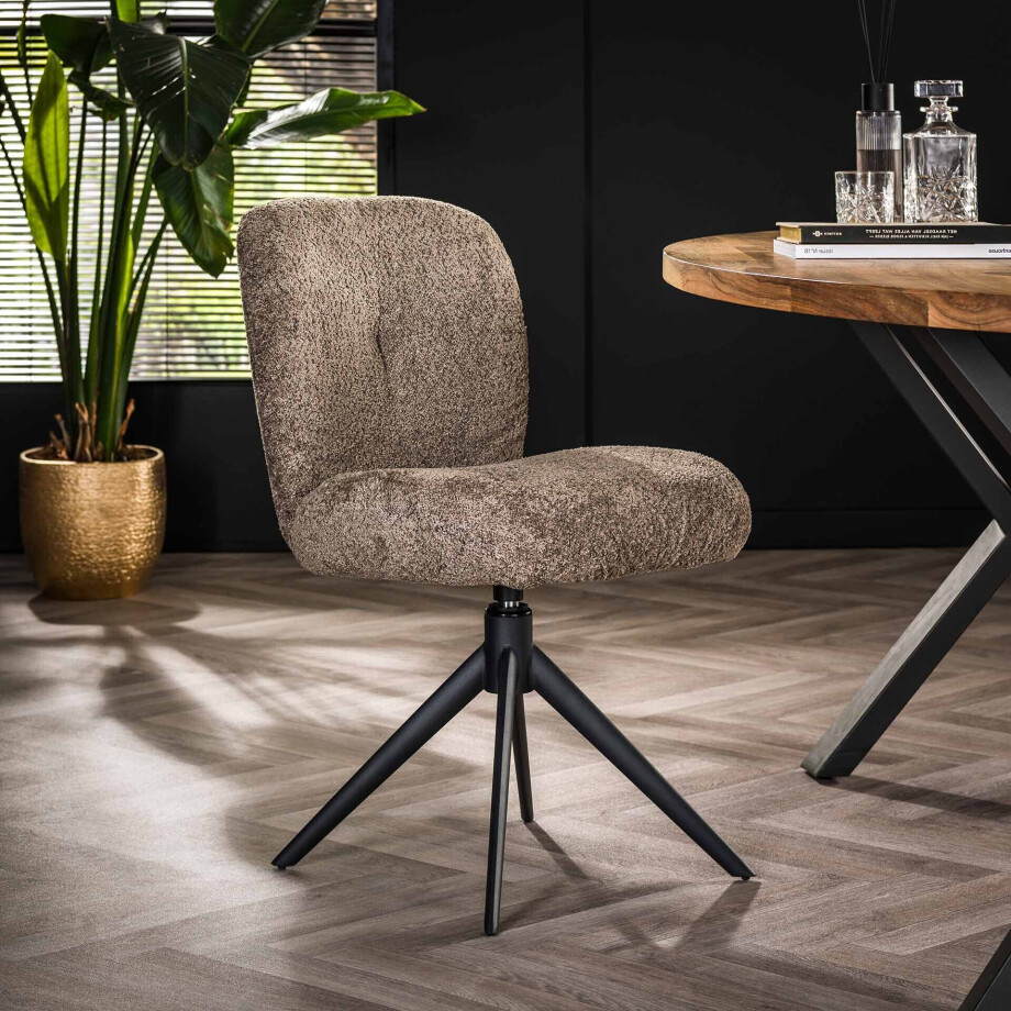 LifestyleFurn Eetkamerstoel 'Lovie' Bouclé, kleur Taupe LifestyleFurn Eetkamerstoel 'Lovie' Bouclé, kleur Taupe afbeelding 1