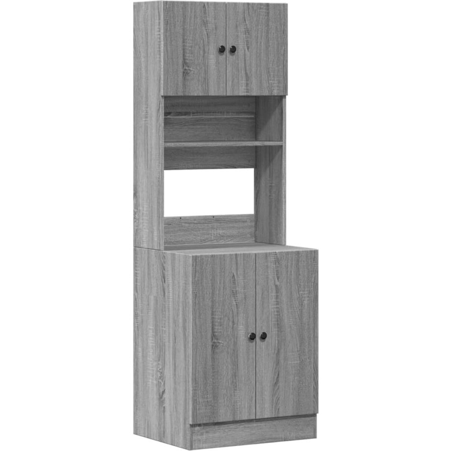 vidaXL - Keukenkast - 60x50x180 - cm - bewerkt - hout - grijs - sonoma - eiken afbeelding 1