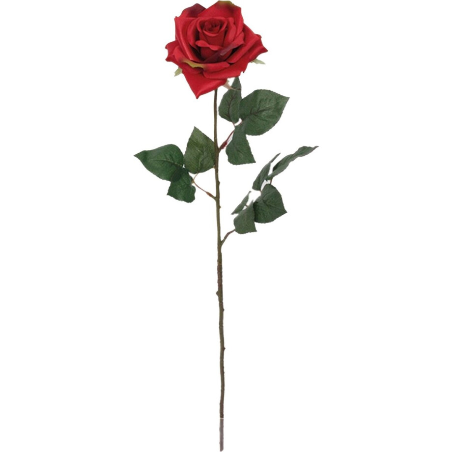 Mica Decorations Kunstbloem Roos Emily - 66 cm - rood - polyester - kunststof - kunstbloemen afbeelding 1