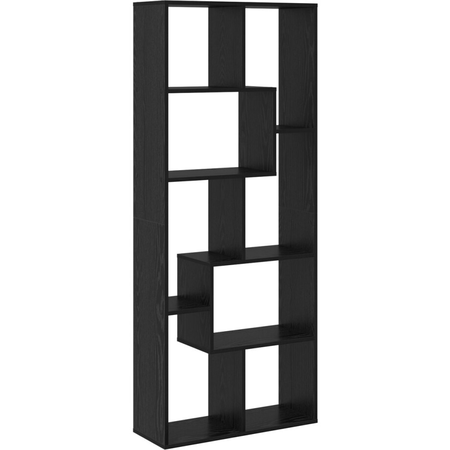 vidaXL - Boekenkast - Zwart - Eiken - 67 - x - 25 - x - 162 - cm - Bewerkt - hout afbeelding 1