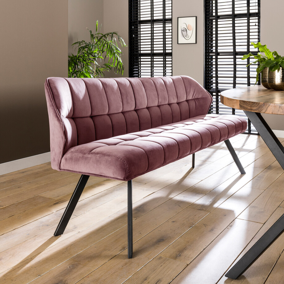 LifestyleFurn Eetkamerbank 'Thandie' Velvet, 180cm, kleur Roze afbeelding 1