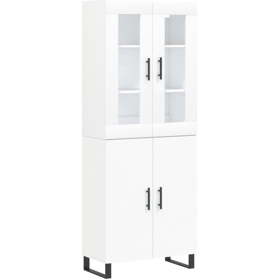 vidaXL - Hoge - kast - 69,5x34x180 - cm - bewerkt - hout - wit vidaXL - Hoge - kast - 69,5x34x180 - cm - bewerkt - hout - wit afbeelding 1