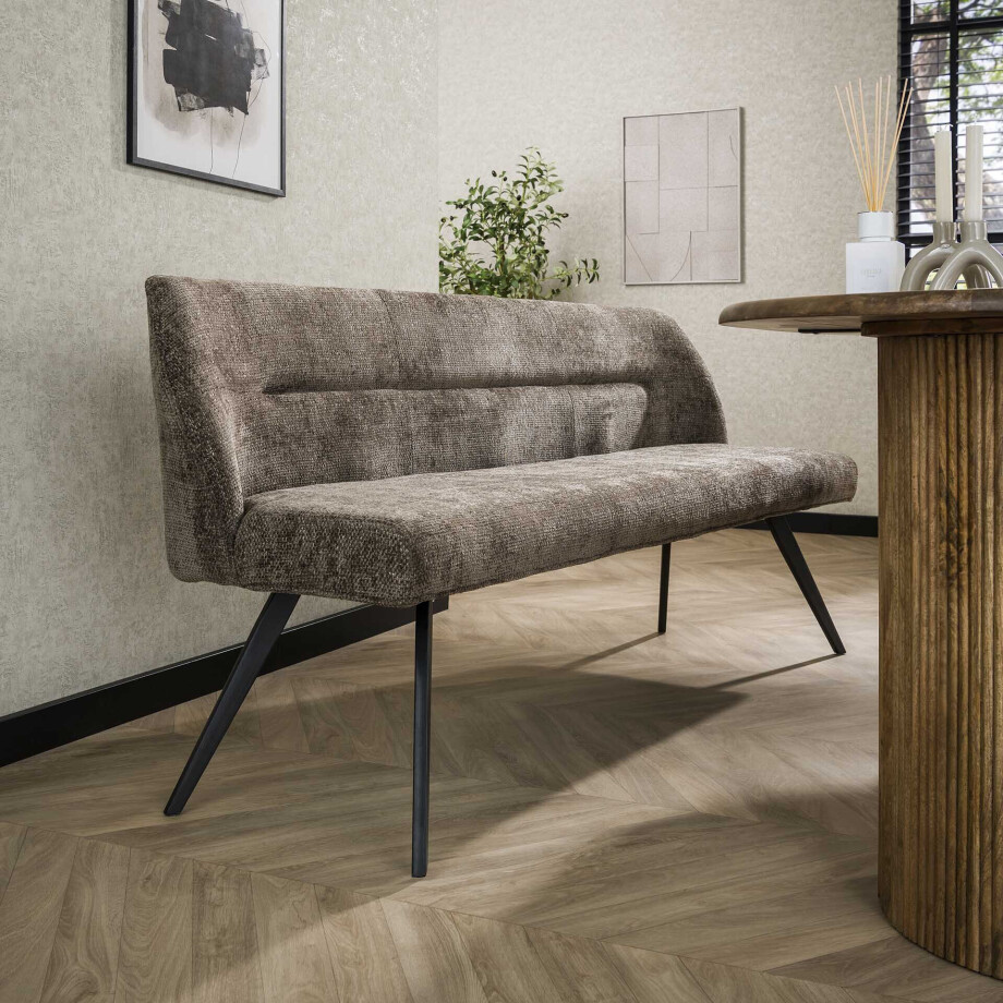 LifestyleFurn Eetkamerbank 'Lavonne' Chenille, 188cm, kleur Taupe afbeelding 1