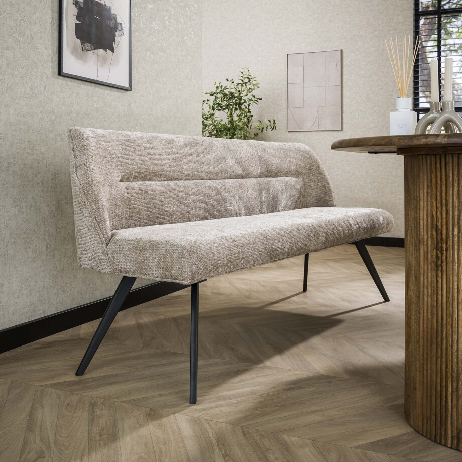 LifestyleFurn Eetkamerbank 'Lavonne' Chenille, 188cm, kleur Zand afbeelding 1