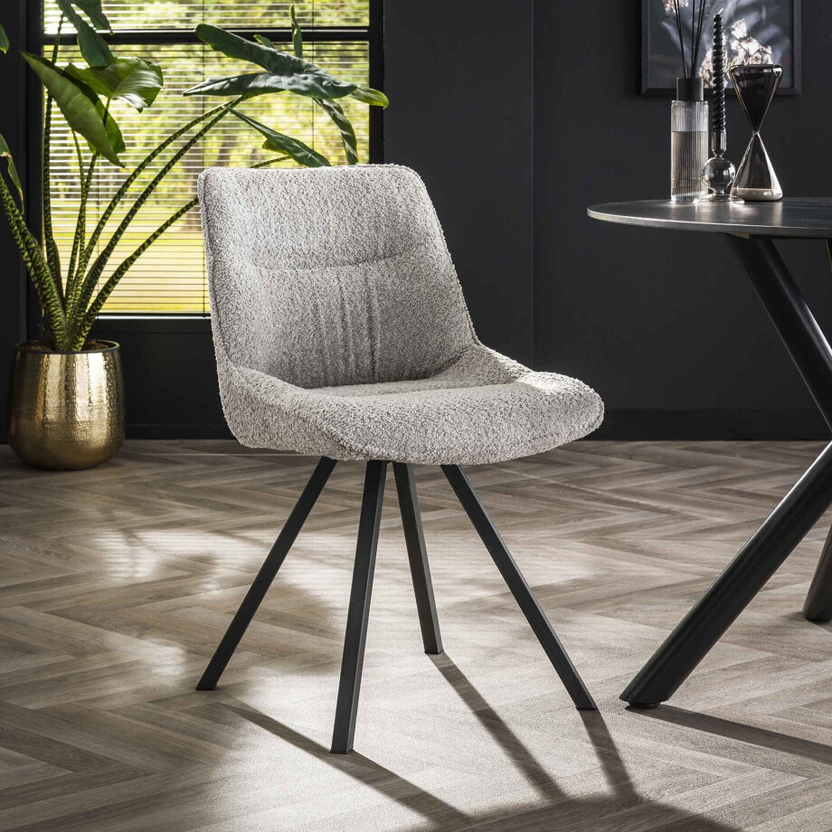 LifestyleFurn Eetkamerstoel 'Kwadwo' Bouclé, kleur Grijs afbeelding 1