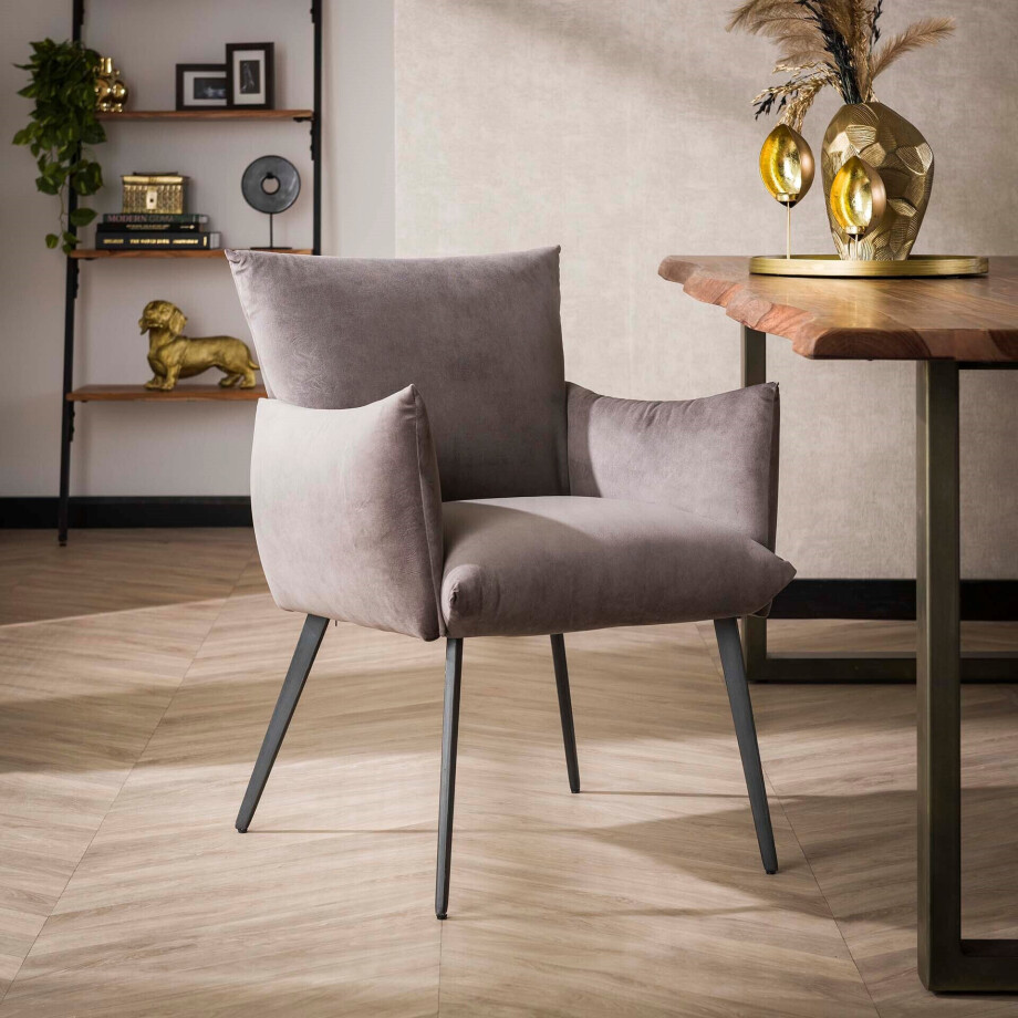 LifestyleFurn Eetkamerstoel 'Yahaira' Velvet, kleur Antraciet velours afbeelding 1