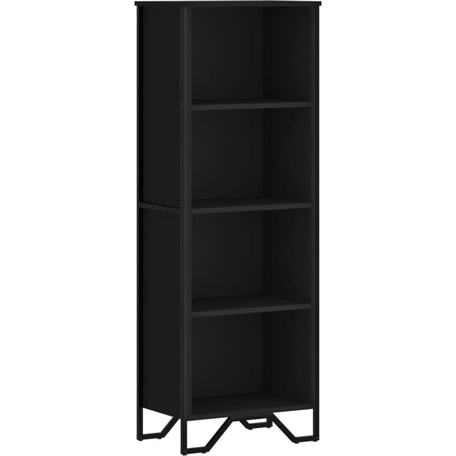 vidaXL - Boekenkast - 50x31x137,5 - cm - bewerkt - hout - zwart afbeelding 1