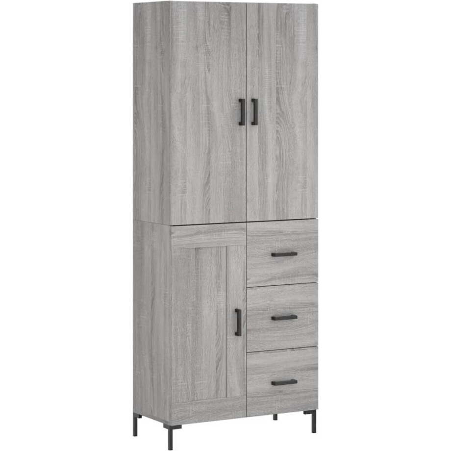 vidaXL - Hoge - kast - 69,5x34x180 - cm - bewerkt - hout - grijs - sonoma - eikenkleurig vidaXL - Hoge - kast - 69,5x34x180 - cm - bewerkt - hout - grijs - sonoma - eikenkleurig afbeelding 1