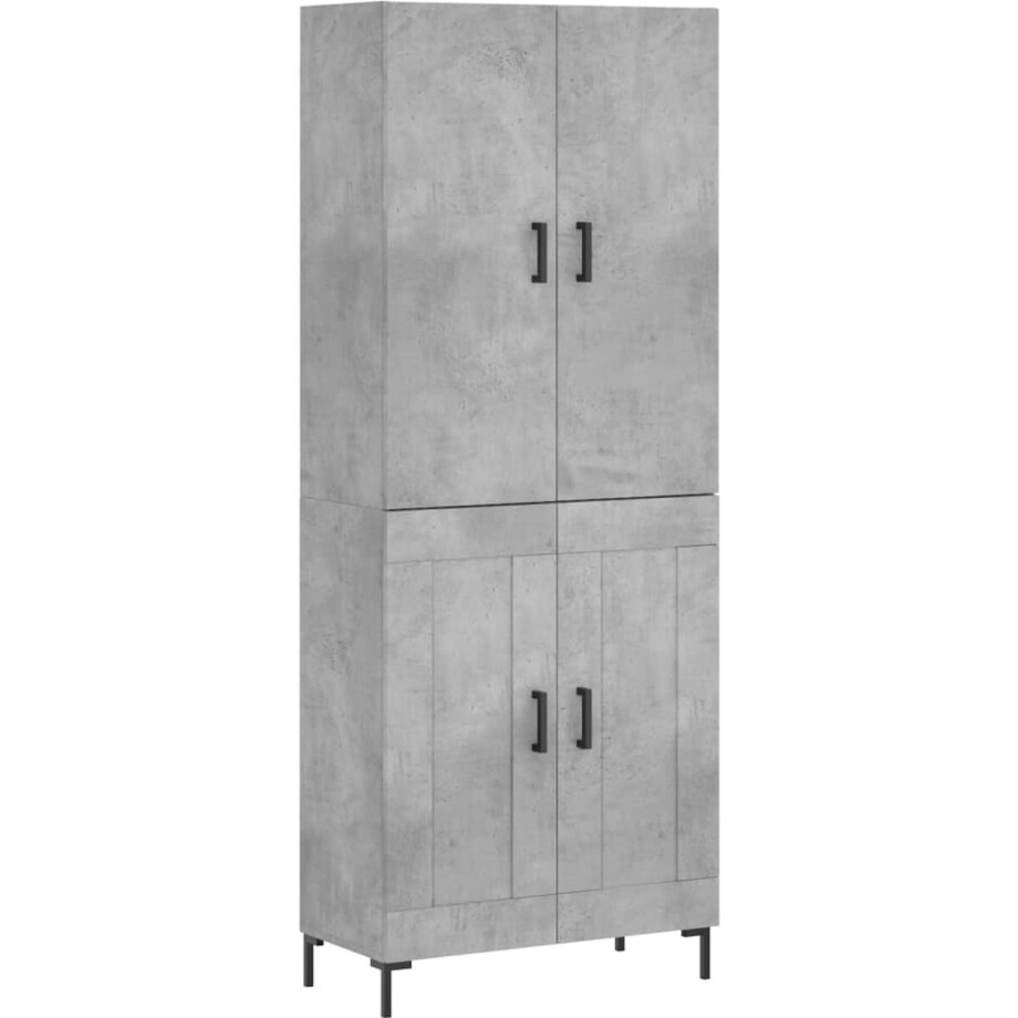 vidaXL - Hoge - kast - 69,5x34x180 - cm - bewerkt - hout - betongrijs afbeelding 1