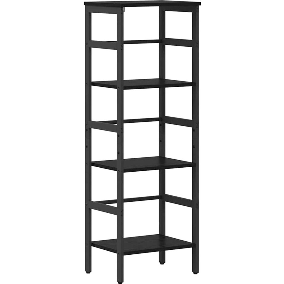 vidaXL - Boekenplank - 3-laags - 40 - x - 29.5 - x - 115 - cm - Bewerkt - hout - Zwart - Eiken afbeelding 1