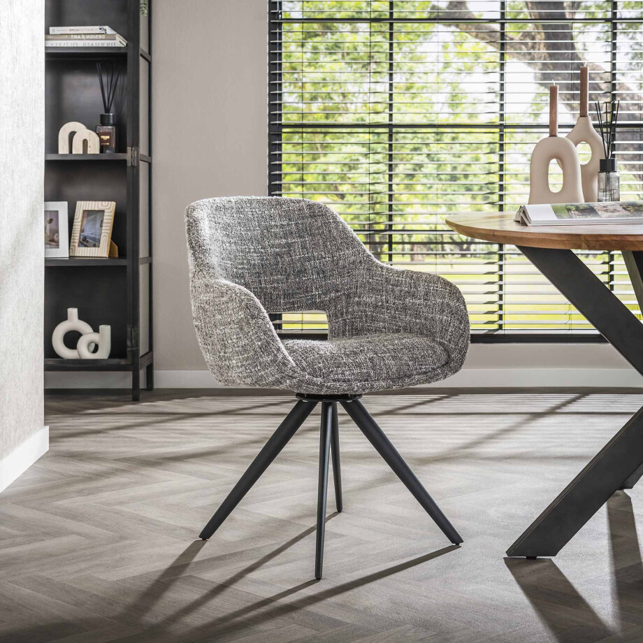 LifestyleFurn Draaibare Eetkamerstoel 'Deonte' kleur Staalgrijs LifestyleFurn Draaibare Eetkamerstoel 'Deonte' kleur Staalgrijs afbeelding 1