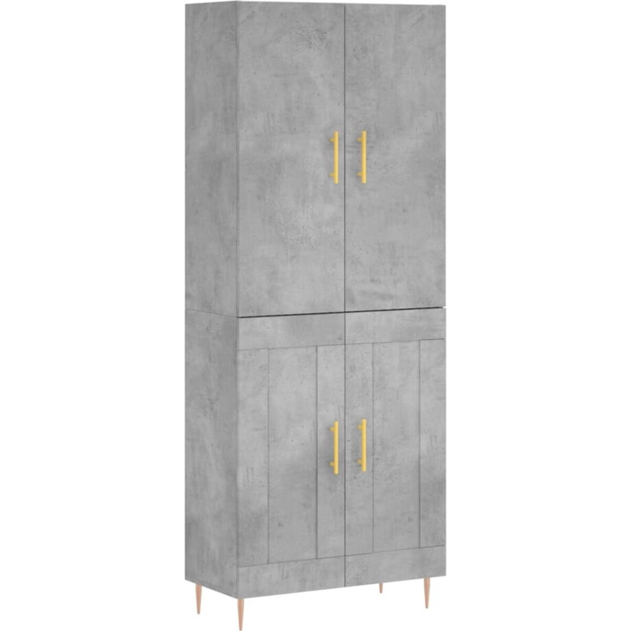 vidaXL - Hoge - kast - 69,5x34x180 - cm - bewerkt - hout - betongrijs vidaXL - Hoge - kast - 69,5x34x180 - cm - bewerkt - hout - betongrijs afbeelding 1