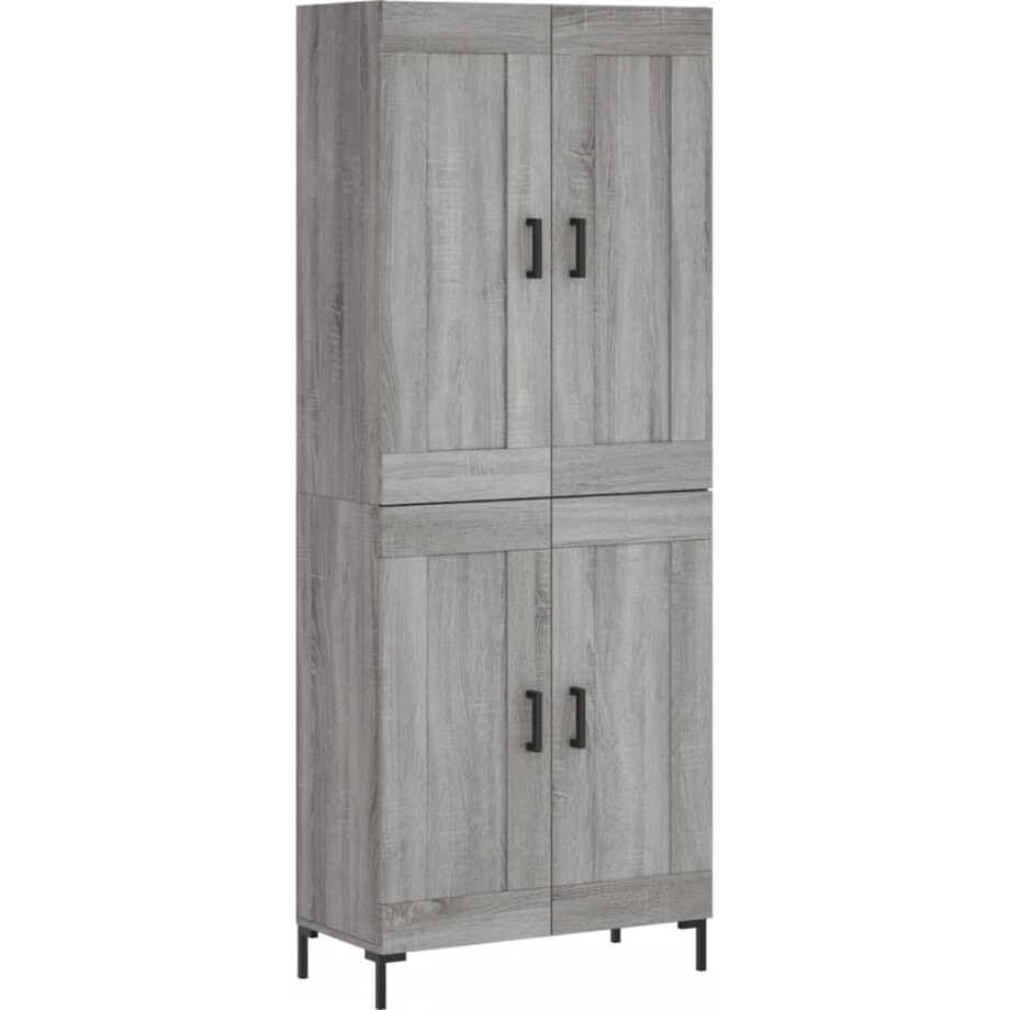 vidaXL - Hoge - kast - 69,5x34x180 - cm - bewerkt - hout - grijs - sonoma - eikenkleurig vidaXL - Hoge - kast - 69,5x34x180 - cm - bewerkt - hout - grijs - sonoma - eikenkleurig afbeelding 1
