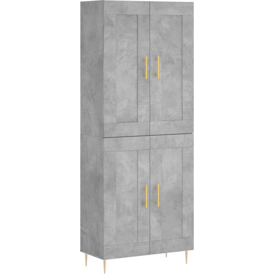 vidaXL - Hoge - kast - 69,5x34x180 - cm - bewerkt - hout - betongrijs vidaXL - Hoge - kast - 69,5x34x180 - cm - bewerkt - hout - betongrijs afbeelding 1