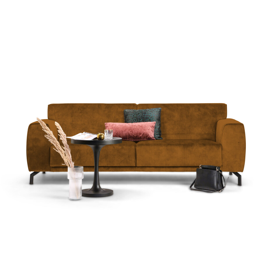 Sohome 4-zits Bank 'Jill' Velvet, kleur cognac Sohome 4-zits Bank 'Jill' Velvet, kleur cognac afbeelding 1