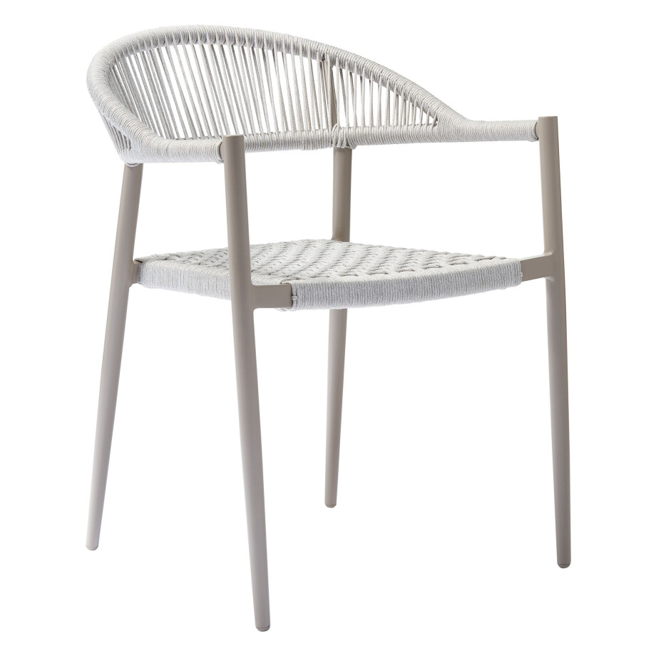 WOOOD Outdoor Eetkamerstoel 'Yellow' Geweven touw, kleur Lichtgrijs afbeelding 1