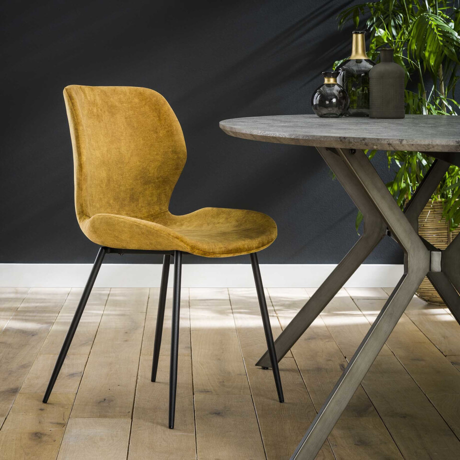 Eetkamerstoel 'Gael' Velvet, kleur Goud afbeelding 1