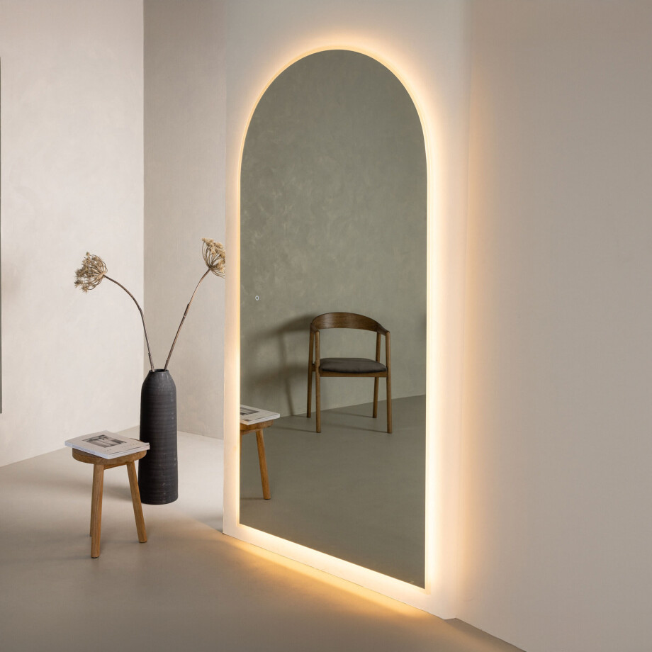 Nohr Gebogen Spiegel 'Daralyn' Met LED-verlichting, 210 x 100cm afbeelding 1