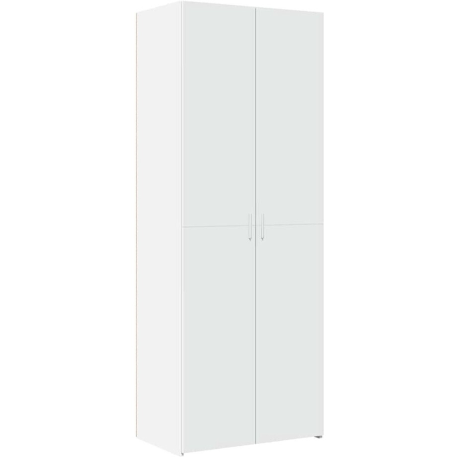 vidaXL - Hoge - kast - 70x42,5x185 - cm - bewerkt - hout - wit afbeelding 1