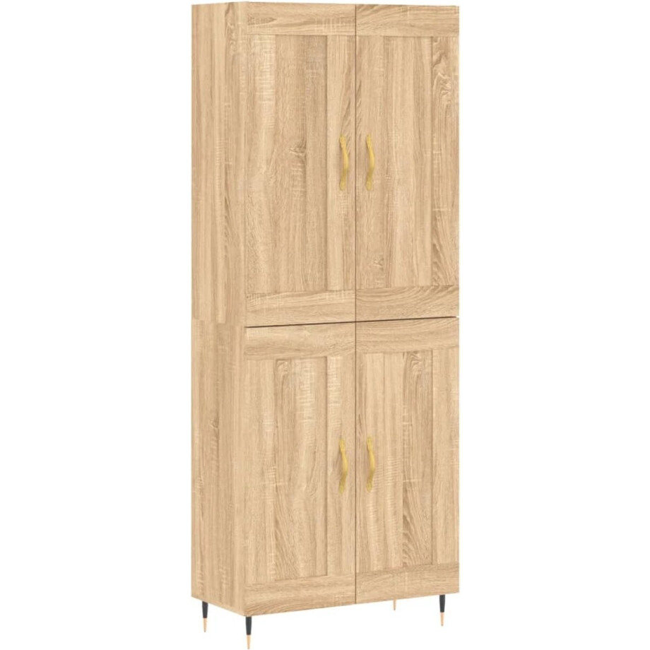 vidaXL - Hoge - kast - 69,5x34x180 - cm - bewerkt - hout - sonoma - eikenkleurig afbeelding 1