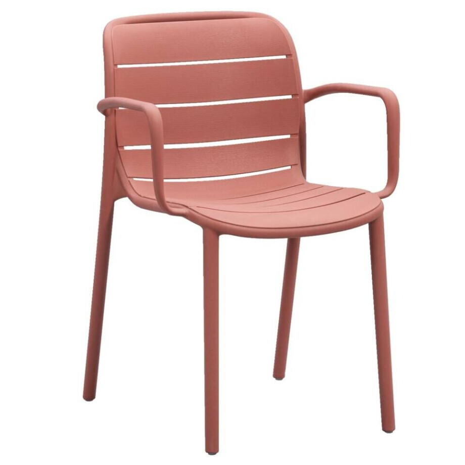 Leen Bakker - Stapelstoel Nice - /terracotta - Kunststof - Bruin - 54x57x80 Cm afbeelding 1
