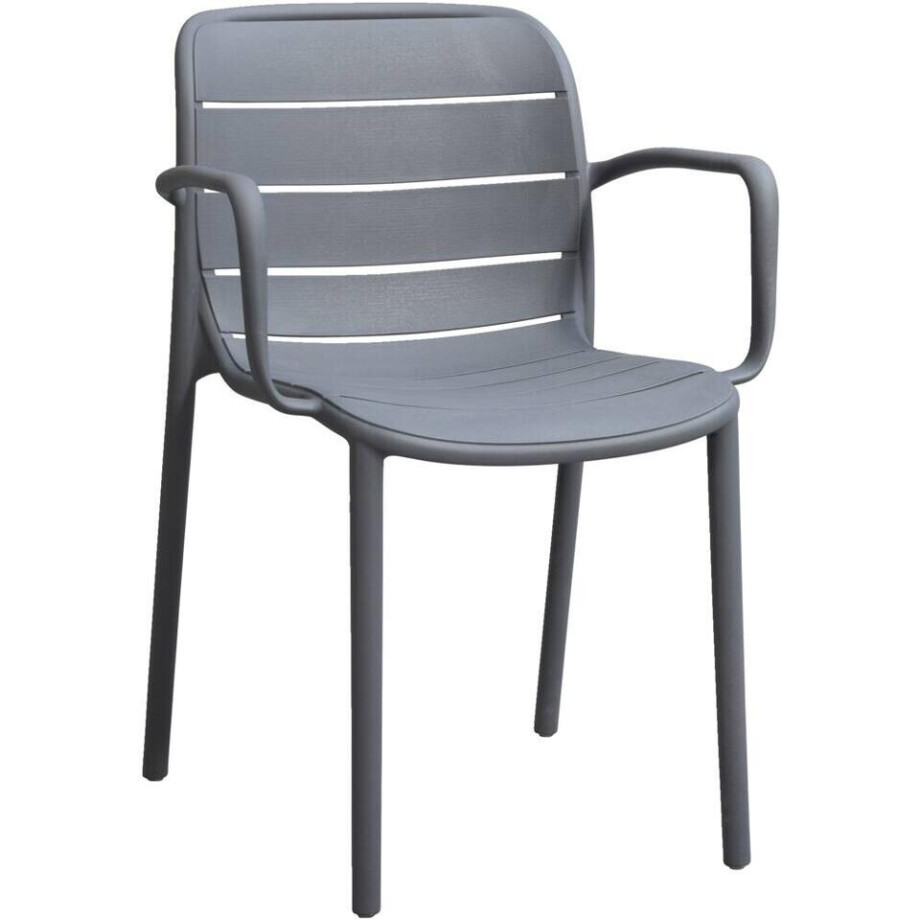 Leen Bakker - Stapelstoel Nice - /antraciet - Kunststof - Grijs - 54x57x80 Cm afbeelding 1