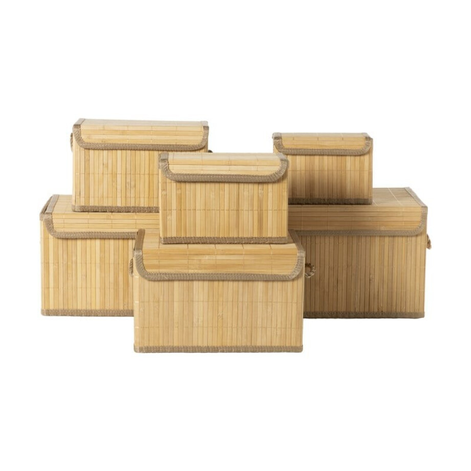Bamboe mandenset - bruin - set van 6 afbeelding 