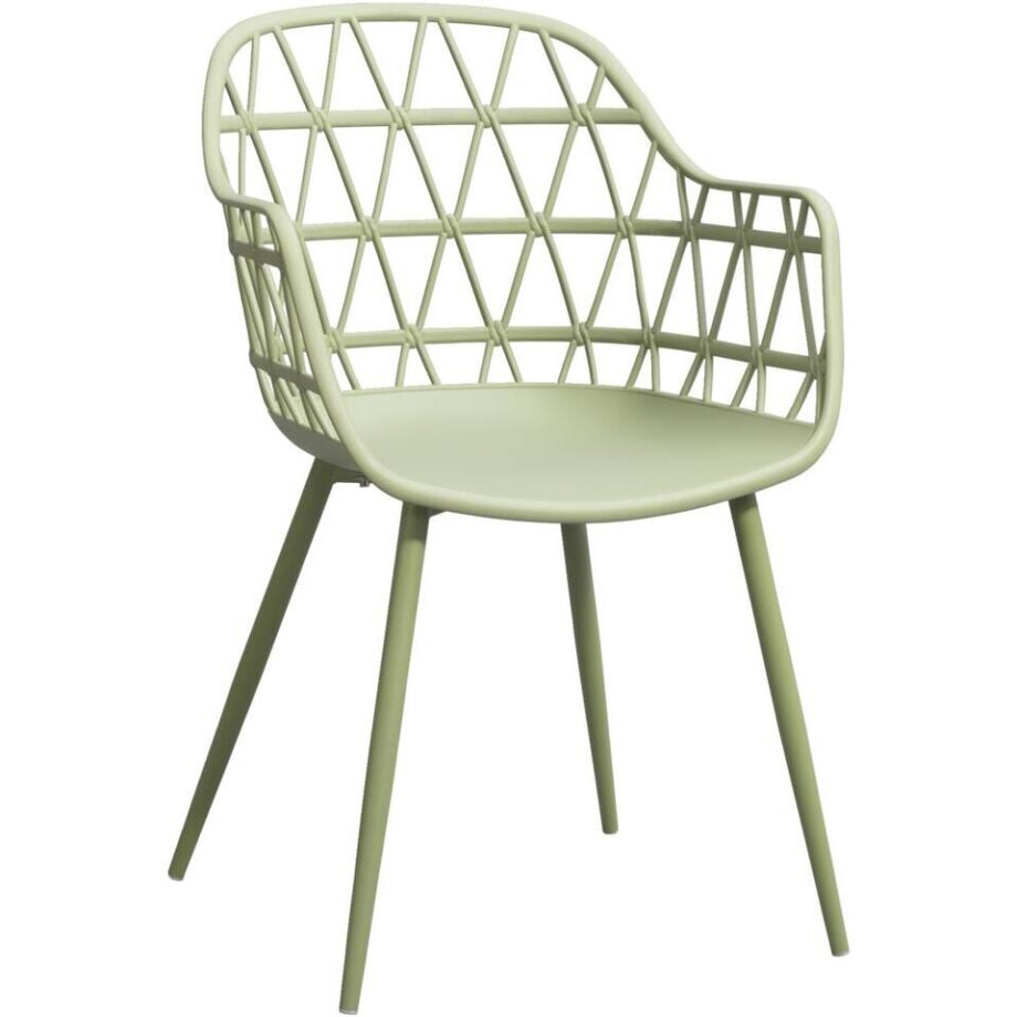 Leen Bakker - Terrasstoel Frejus - Kunststof/ - Metaal/Kunststof - Groen - 53.5x57x85 Cm afbeelding 1