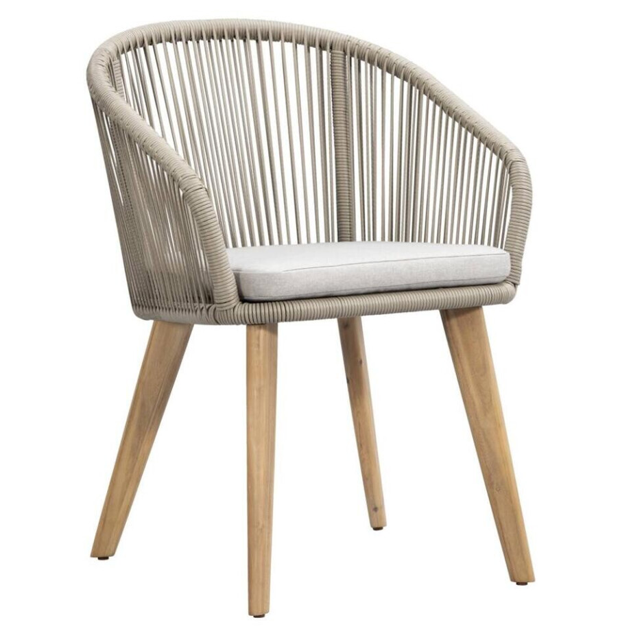 Leen Bakker - Diningstoel Nant - /acacia - 86x61x60 Cm - Wicker - Taupe afbeelding 1