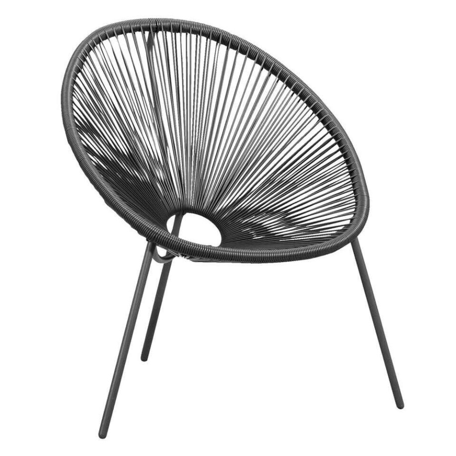 Leen Bakker - Loungestoel Formentera - Antraciet - Metaal/Kunststof - Grijs - 75x82x69.7 Cm afbeelding 1