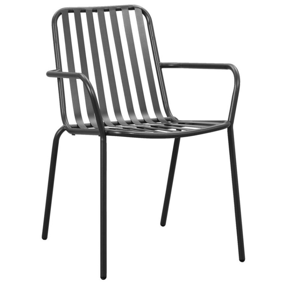 Leen Bakker - Stapelstoel Vence - /antraciet - 82x55x62 Cm - Metaal - Grijs Leen Bakker - Stapelstoel Vence - /antraciet - 82x55x62 Cm - Metaal - Grijs afbeelding 1