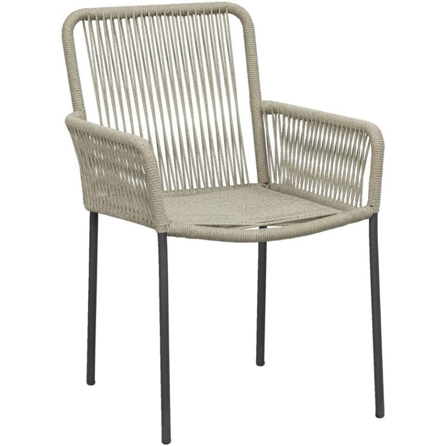 Leen Bakker - Terrasstoel Gerona - Naturel/antraciet - Polyester/Metaal - Beige#Grijs - 67x57x85 Cm afbeelding 1