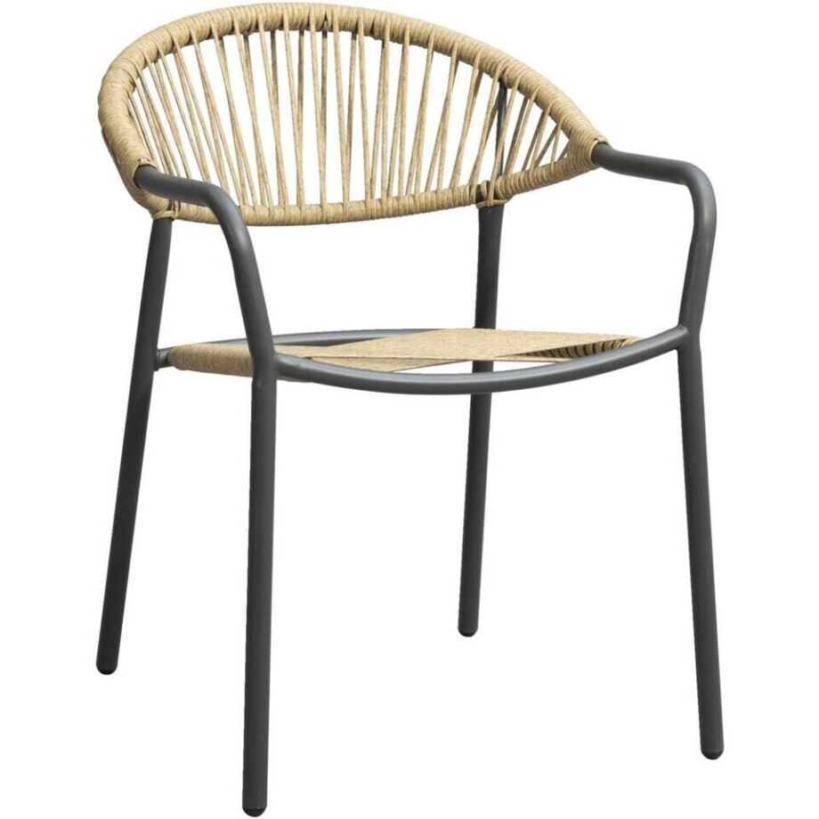 Leen Bakker - Terrasstoel Palamos - Naturel/antraciet - Metaal/Kunststof - Grijs - 62x57x78 Cm afbeelding 1