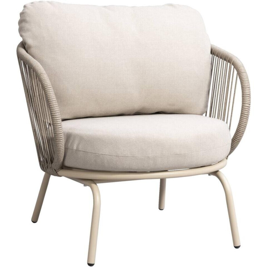 Leen Bakker - Loungefauteuil Fermo - Zand - Metaal/Kunststof - Beige - 81x78x75 Cm afbeelding 1