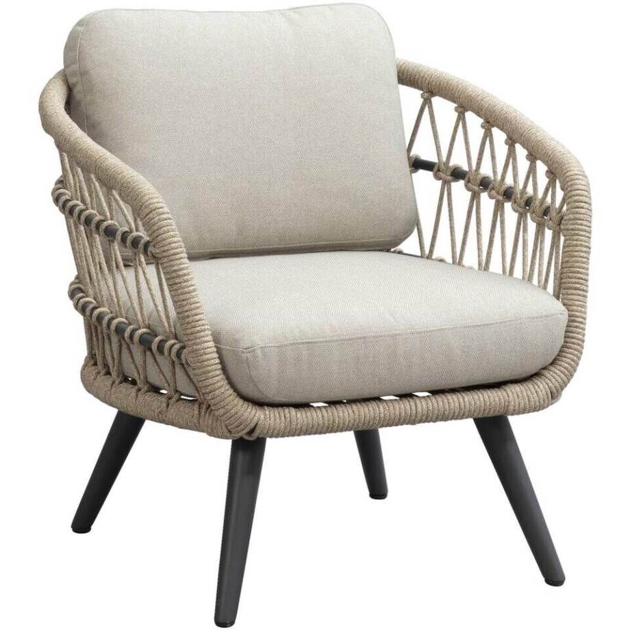 Leen Bakker - Loungestoel Dakota - Zand - 72,5x74x79 Cm - Metaal - Beige afbeelding 1