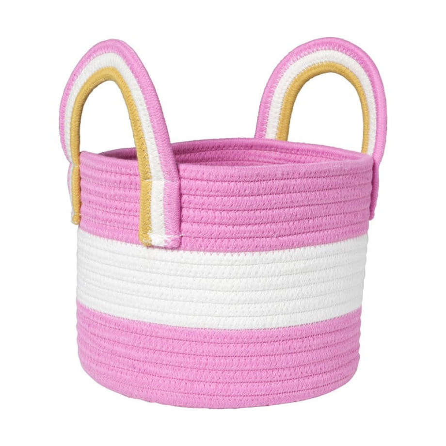 Mand colors met hengsels - roze/wit - ø17x21 cm afbeelding 