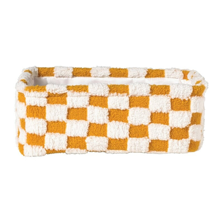 Mand checks klein - oranje/wit - 11x30x20 cm Mand checks klein - oranje/wit - 11x30x20 cm afbeelding