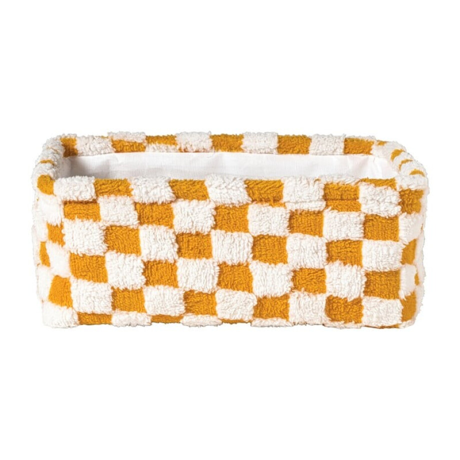 Mand checks - oranje/wit - 13x33x23 cm afbeelding 