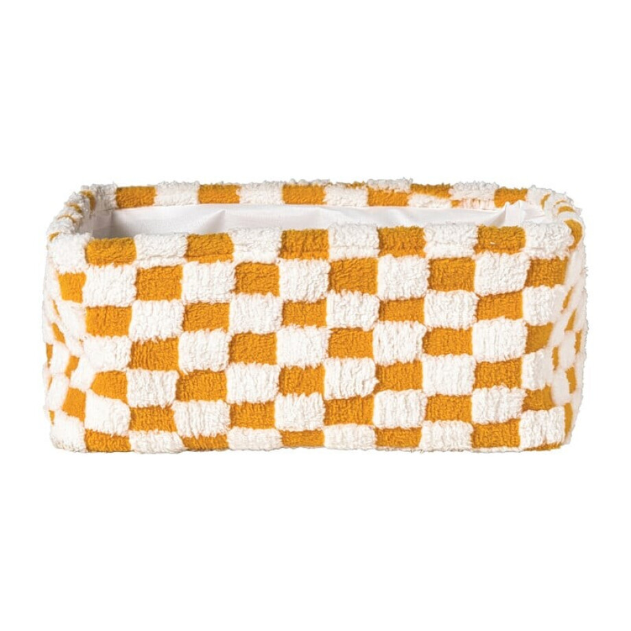 Mand checks - oranje/wit - 15x36x26 cm afbeelding 