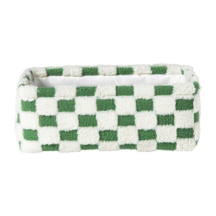 Mand checks klein - groen/wit - 11x30x20 cm afbeelding 