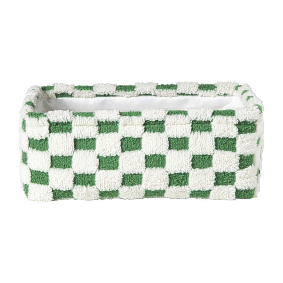 Mand checks - groen/wit - 13x33x23 cm afbeelding 