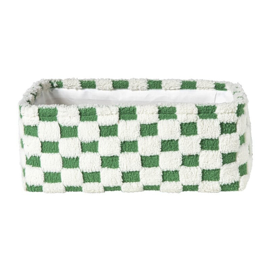 Mand checks groot - groen/wit - 15x36x26 cm afbeelding 