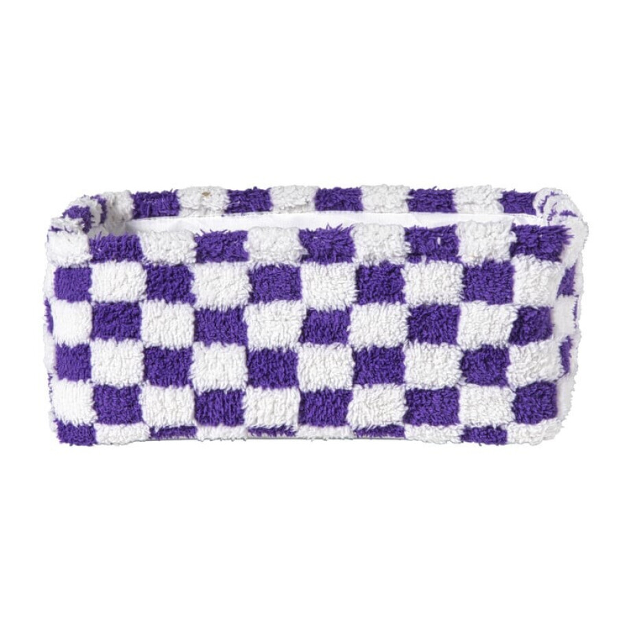 Mand checks - paars/wit - 13x33x23 cm afbeelding 