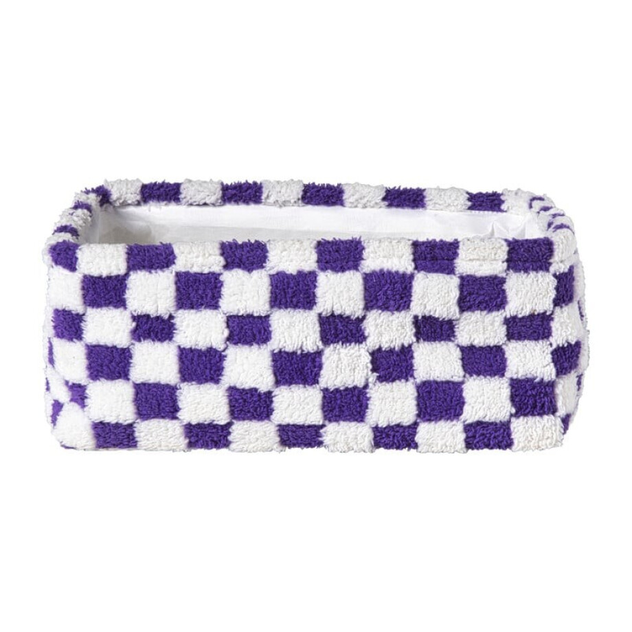 Mand checks - paars/wit - 15x36x26 cm afbeelding 