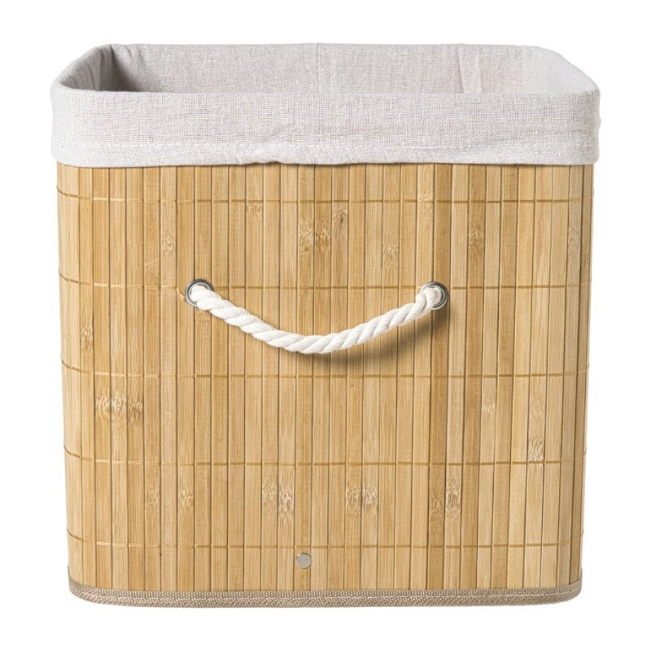 Opbergmand met deksel vierkant hoog - bamboe - 57x40x40 cm Opbergmand met deksel vierkant hoog - bamboe - 57x40x40 cm afbeelding