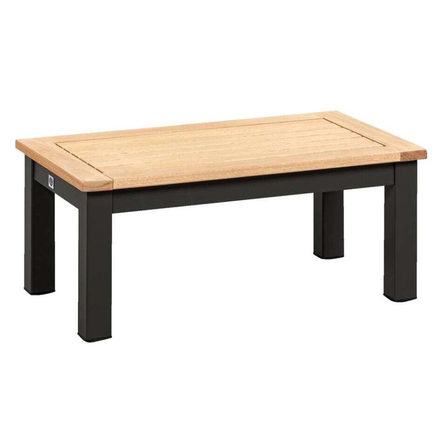 Leen Bakker - Bijzettafel Ardeche - Naturel/zwart - 72x40x30 Cm - Aluminium/Hout - Zwart#Bruin - 73x42x11 Cm afbeelding 1