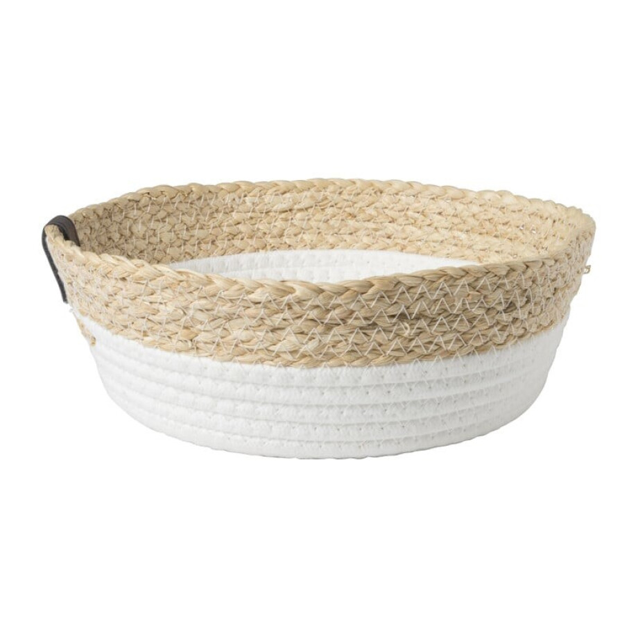 Rond mandje - ø26x9 cm - naturel/wit Rond mandje - ø26x9 cm - naturel/wit afbeelding