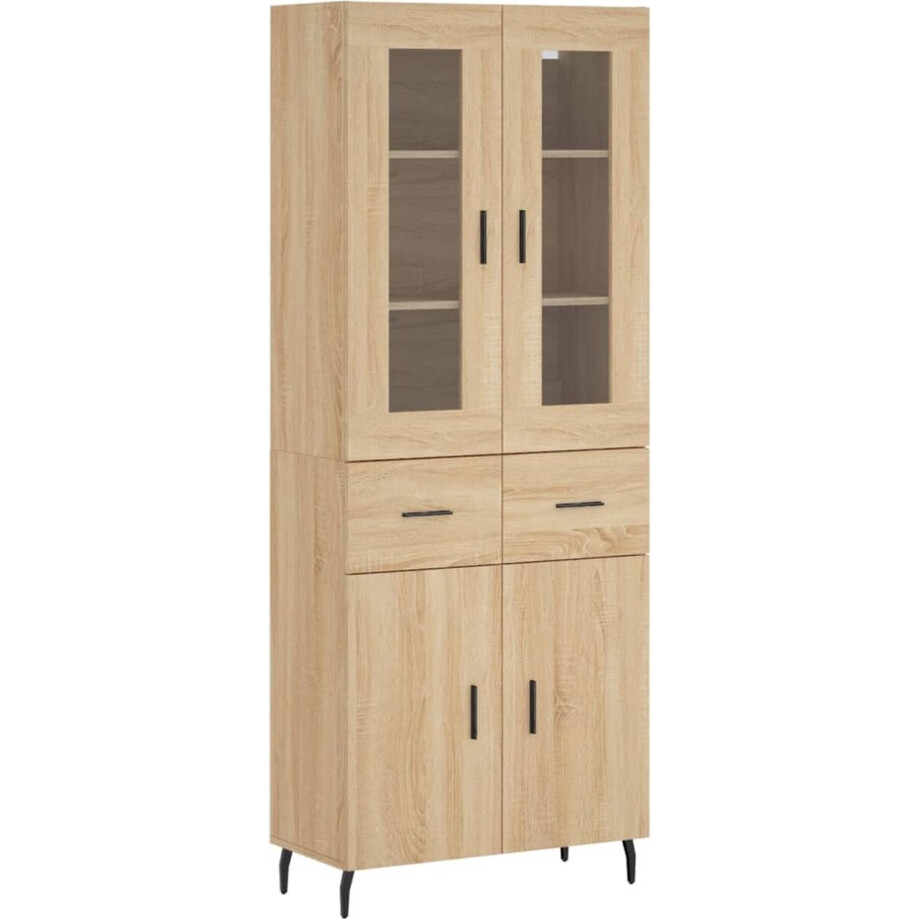 vidaXL - Hoge - kast - 69,5x34x180 - cm - bewerkt - hout - sonoma - eikenkleurig afbeelding 1