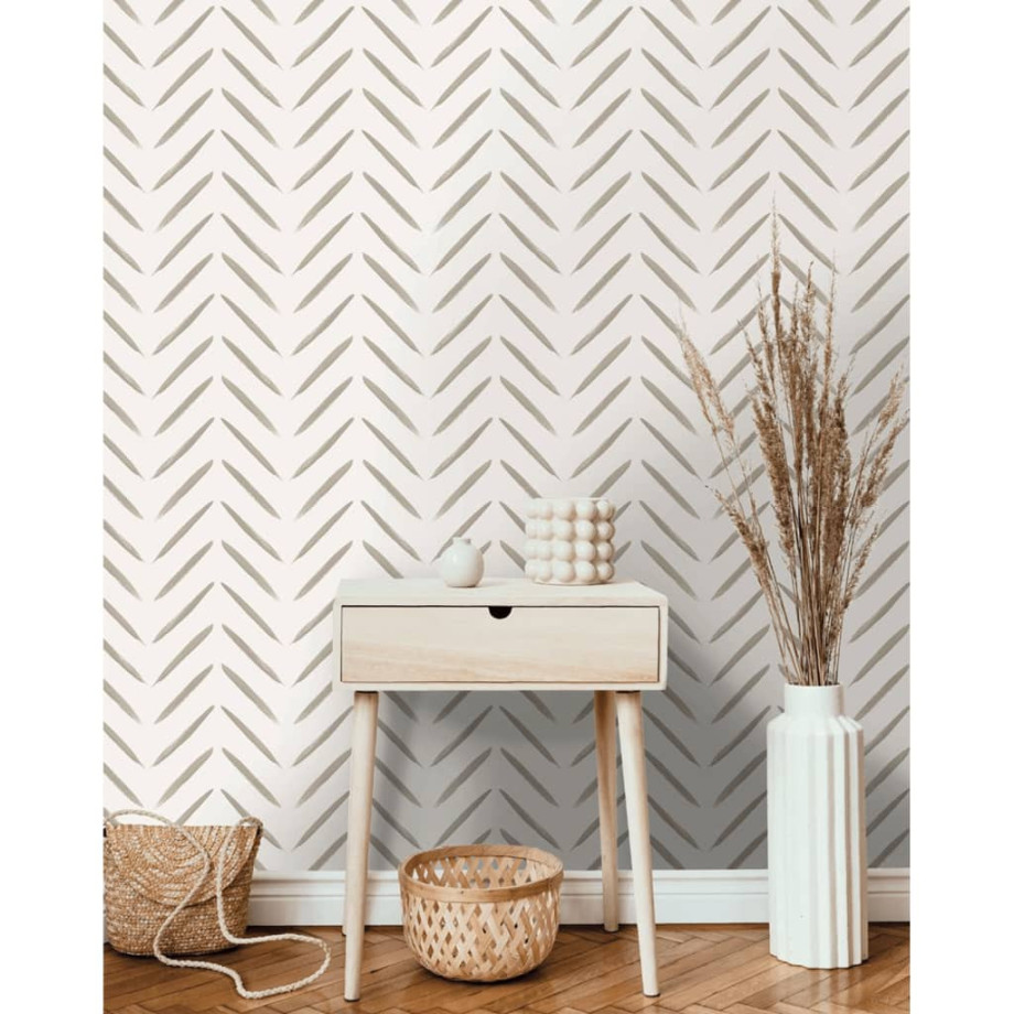 DUTCH WALLCOVERINGS Behang Chevron taupe afbeelding 1